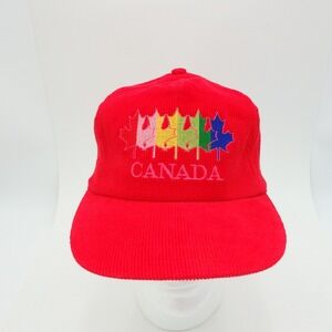 Vintage Canada Hat Corduroy Embroidered Maple Leaf Snapback Trucker Hat Cap